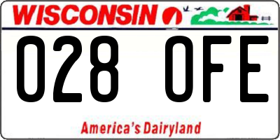 WI license plate 028OFE