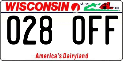 WI license plate 028OFF