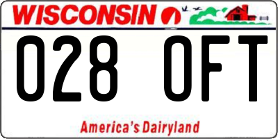 WI license plate 028OFT