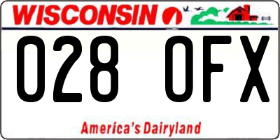 WI license plate 028OFX