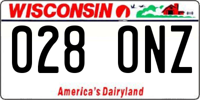 WI license plate 028ONZ