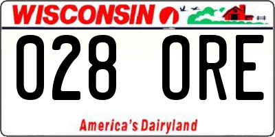 WI license plate 028ORE