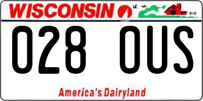 WI license plate 028OUS