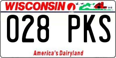 WI license plate 028PKS
