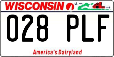 WI license plate 028PLF