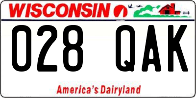 WI license plate 028QAK