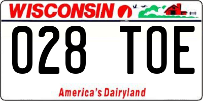 WI license plate 028TOE