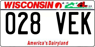 WI license plate 028VEK