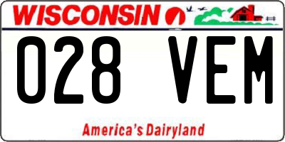 WI license plate 028VEM