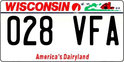 WI license plate 028VFA