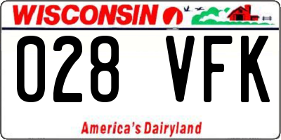 WI license plate 028VFK