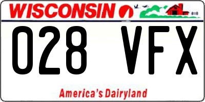 WI license plate 028VFX