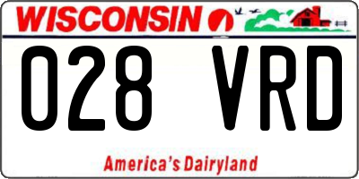 WI license plate 028VRD