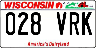 WI license plate 028VRK