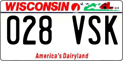 WI license plate 028VSK