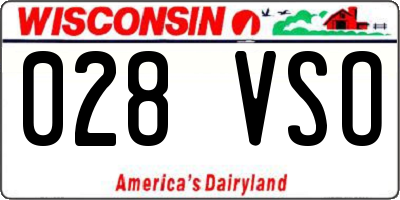 WI license plate 028VSO