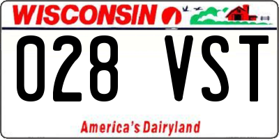 WI license plate 028VST