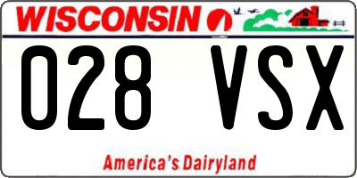 WI license plate 028VSX