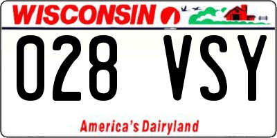 WI license plate 028VSY