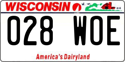 WI license plate 028WOE