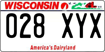 WI license plate 028XYX