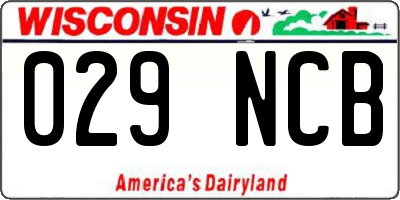 WI license plate 029NCB