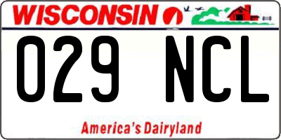 WI license plate 029NCL