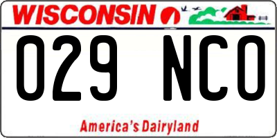 WI license plate 029NCO