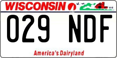 WI license plate 029NDF