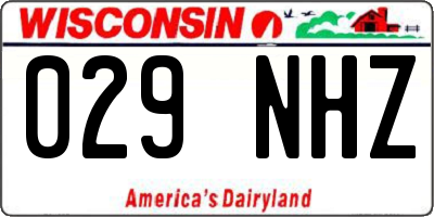 WI license plate 029NHZ