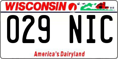 WI license plate 029NIC