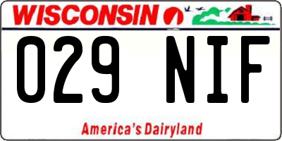 WI license plate 029NIF