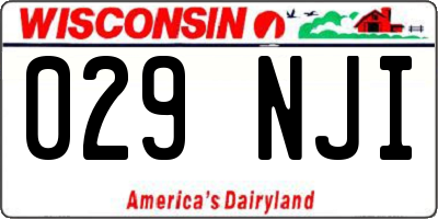 WI license plate 029NJI