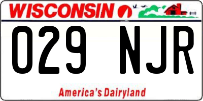 WI license plate 029NJR