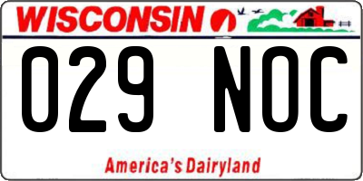 WI license plate 029NOC