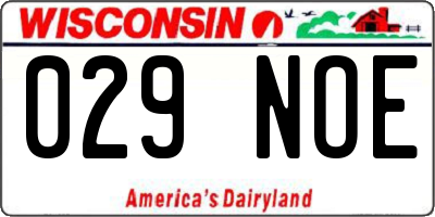 WI license plate 029NOE