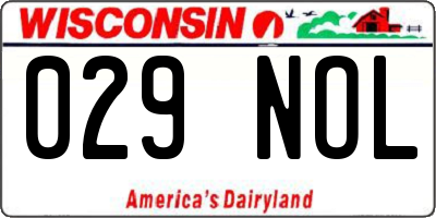 WI license plate 029NOL