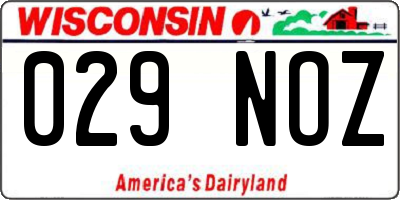 WI license plate 029NOZ