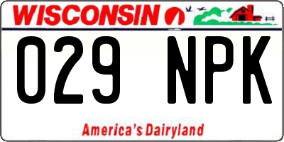 WI license plate 029NPK
