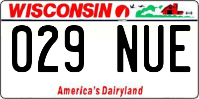 WI license plate 029NUE