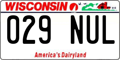 WI license plate 029NUL