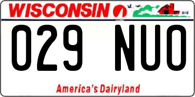 WI license plate 029NUO