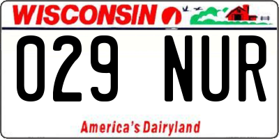 WI license plate 029NUR
