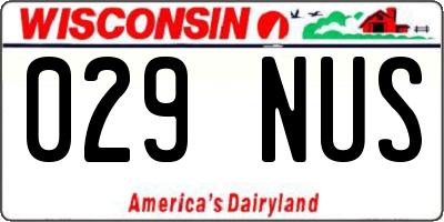 WI license plate 029NUS