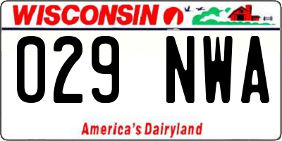 WI license plate 029NWA
