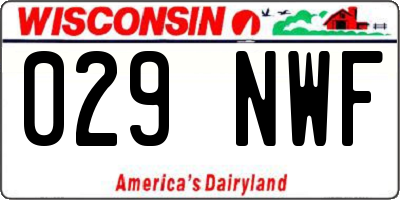 WI license plate 029NWF