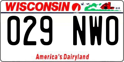 WI license plate 029NWO