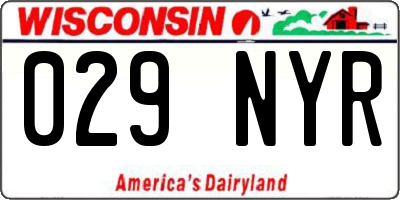 WI license plate 029NYR