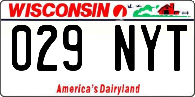 WI license plate 029NYT