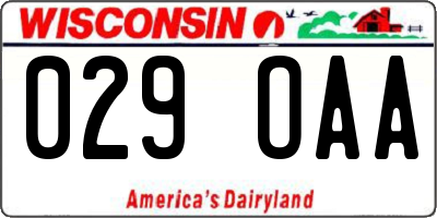 WI license plate 029OAA